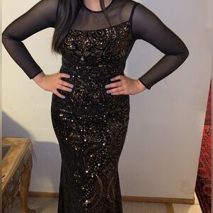 Stunning Black Sequin Maxi Dress